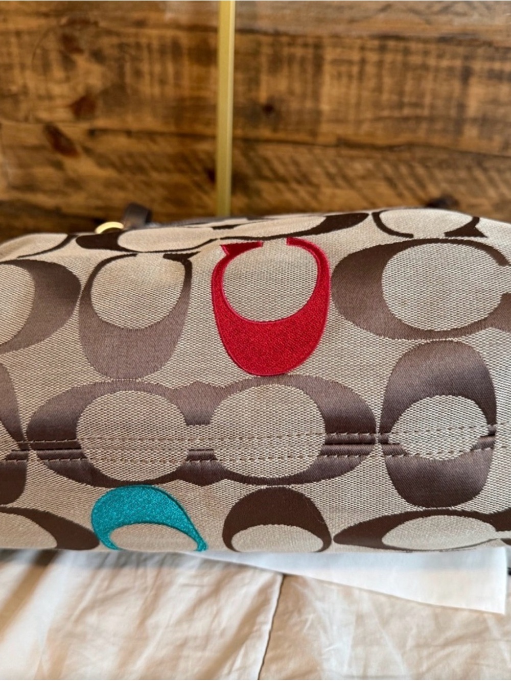Coach poppy Signature Canvas Tote with Neutral and Multi-Colored C Accents - Picture 8 of 11